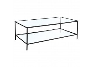 Mesa de Centro Ferro Preto com tampo e base de vidro
