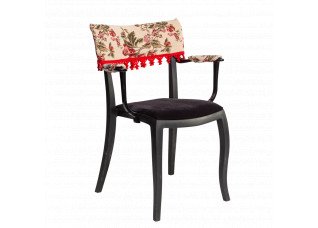 Cadeira Duomo com Braço com encosto floral e  pingente vermelho